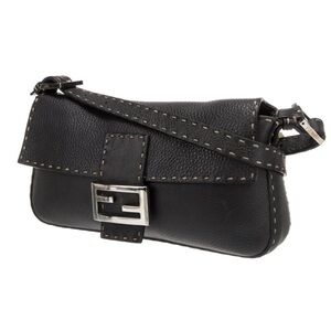 Fendi Baguette Selleria Black leather Silver 925
